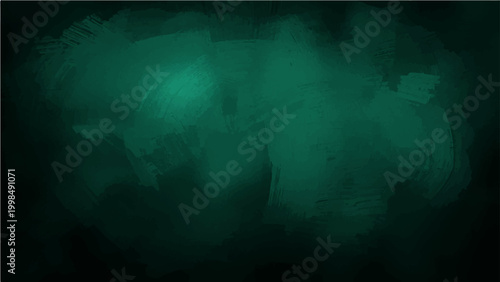 Vector Mysterious emerald abstract brushstrokes emerge from darkness, texture conveys depths of creativity, raw emotions in design.