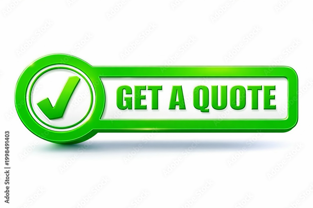 Fototapeta premium Green checkmark button with get a quote text for website call to action
