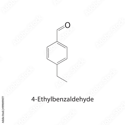 4-Ethylbenzaldehyde skeletal structure. aldehyde compound schematic illustration. Simple diagram, chemical formula.