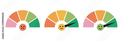 Speedometer emoji flat style vector, dashboard gauge symbols