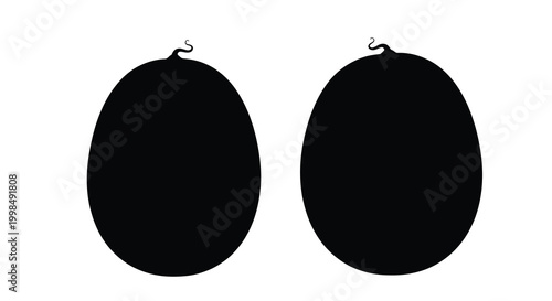 two melon silhouettes on white background silhouette