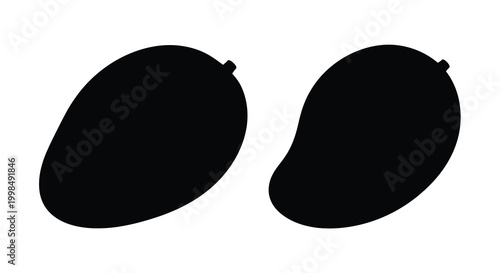 two mango silhouettes on white background silhouette