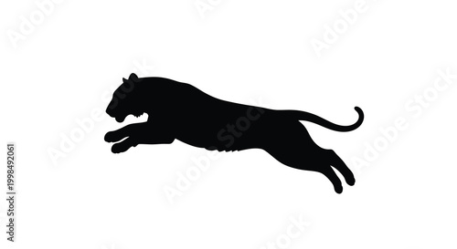 leopard silhouette in mid leap high quality professional