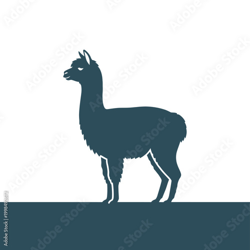 Elegant Alpaca Silhouette on a Solid Background.