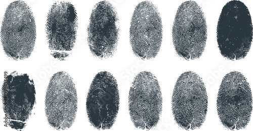 Grunge stamp collection diverse fingerprint textures for design backgrounds