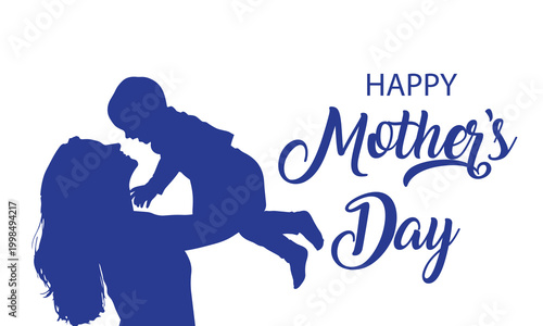 Happy mother's day silhouette a loving embrace between mother and child