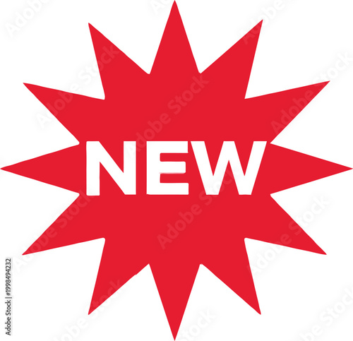 Red star new label icon Vector