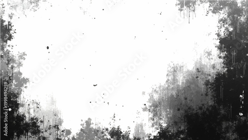 Slika na platnu Abstract Vector Grunge textured black frame with messy ink drops and smudges with blank space for copy