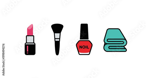A collection of beauty and personal care items depicted as simple icons