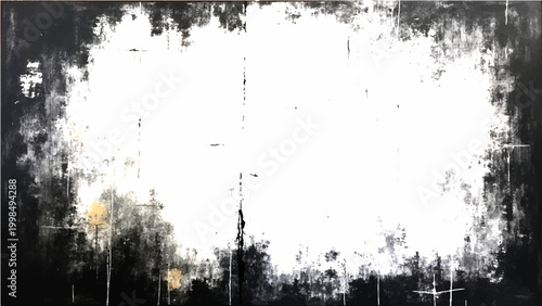 Abstract Vector art modern black and white artwork with dramatic brushstrokes and expressive textural details.