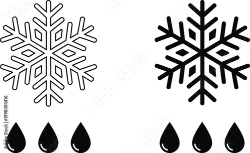 Snow and rain weather icons Vector