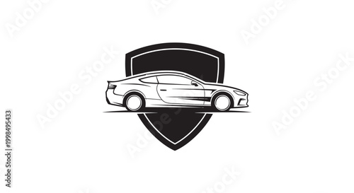 Car on a shield logo design.