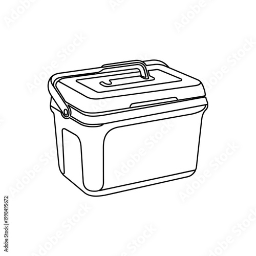 Cooler Box Outline Illustration for Storage and Transport.