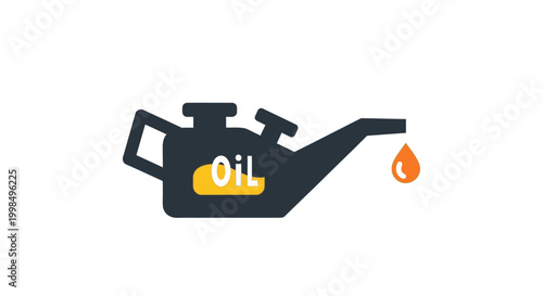 Oil Can with Dripping Drop Symbol.