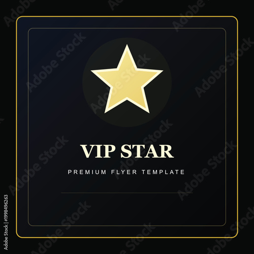 фотографія Gold VIP Star Premium Flyer Template on Dark Background for Luxury Events, Night