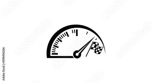 Speedometer gauge with needle indicator.