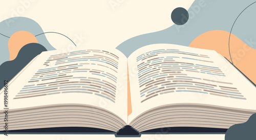An isolated hand holding an open textbook with white pages provides a source of education and knowledge for school literature studies