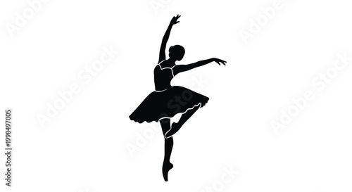 Silhouette of female ballet dancer posing.