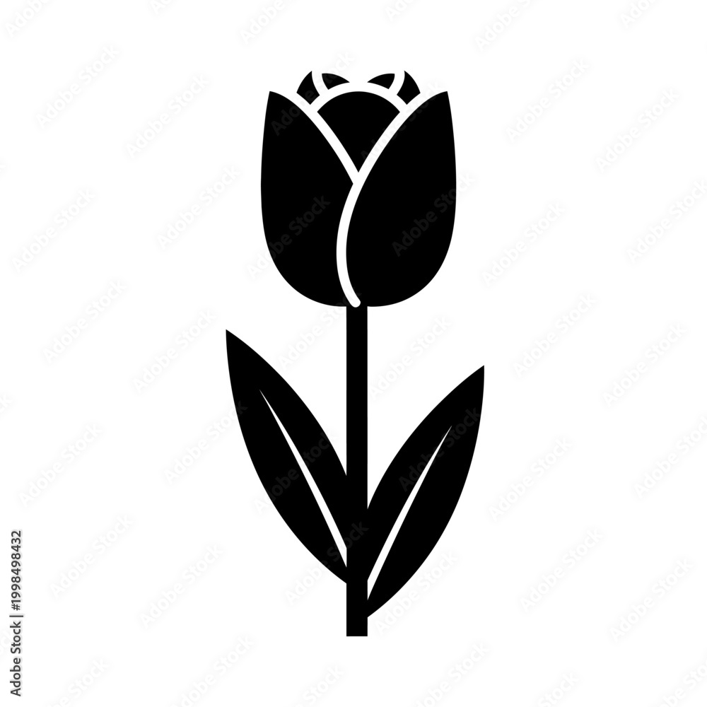 Obraz premium Elegant black tulip silhouette against a white background, perfect for design.