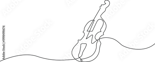 Line drawing of a cello with bow Vector
