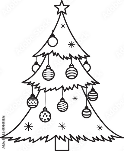 Minimalist line art christmas tree vector
