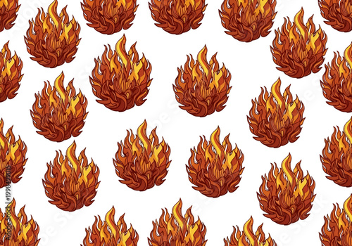 A mesmerizing display of blazing flames on a white background
