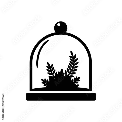 Elegant terrarium showcasing lush green plants under a glass dome, a miniature ecosystem.