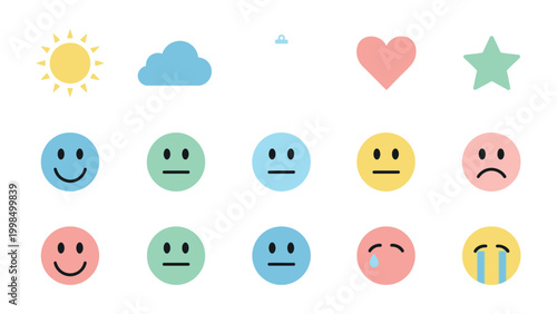 Emotions and Weather Symbols: This visually rich image blends feelings and weather symbols, perfect for conveying moods and seasonal themes.