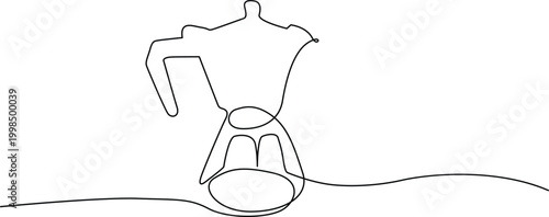 Minimalist stovetop moka pot brewing coffee Vector
