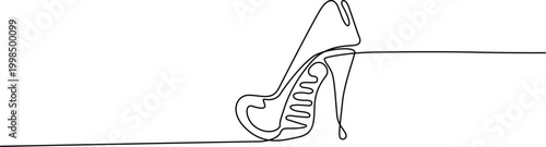 Minimalist high heel shoe line art illustration Vector
