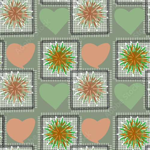 set of flowers and hearts