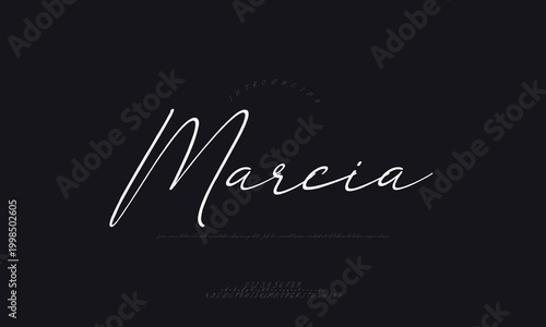 Elegant white cursive script font showcase on dark background for wedding and luxury branding with typography calligraphy handwriting background romantic feminine signature delicate invitation