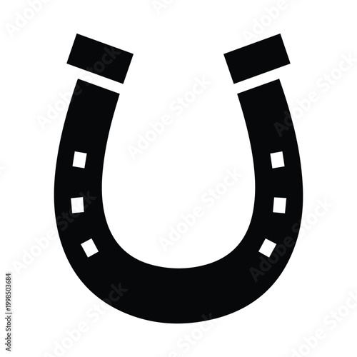 Classic lucky horseshoe silhouette icon for good fortune and saint patricks day accessory
