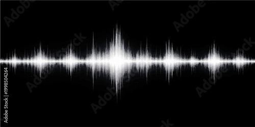 Abstract digital sound wave waveform with a medical EKG pulse line and music equalizer frequency beat on a black background vector illustration
