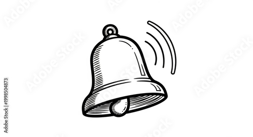 Tableau sur toile Hand drawn illustration of a ringing bell with sound waves.