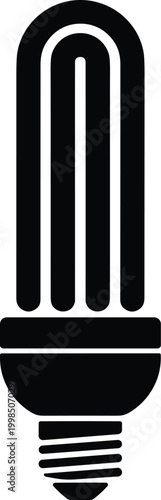 Black Silhouette of a Compact Fluorescent Light Bulb Keywords: compact fluorescent light bulb CFL bulb energy saving bulb lighting technology icon symbol illustration