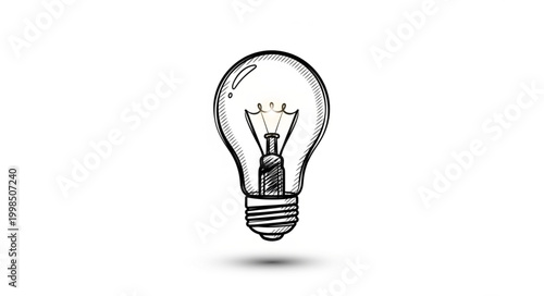 Hand drawn sketch of a classic incandescent light bulb.