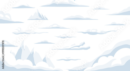 Various Cloud Shapes and Mountainous Clouds in Vector Illustration"