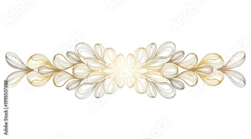 Decorative floral ornament with golden lines