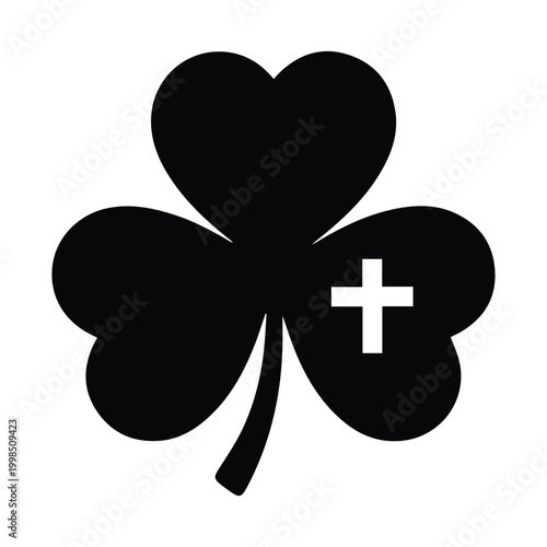Shamrock with cross a spiritual symbol of faith and irish christian heritage