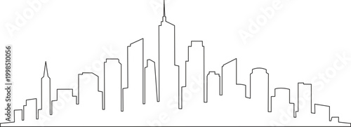 City skyline line art on white background high quality professional