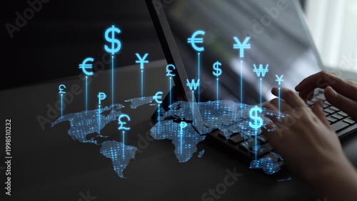 Fotografie Currency exchange and fintech innovation in global money transfer, digital currency conversion, secure currency exchange platforms, and next-generation money exchange technologies
