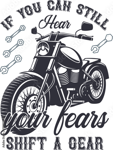 Motivational motorcycle gear shift illustration with tools