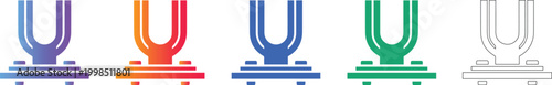 Dual Column U Bracket Technical Vector Set
