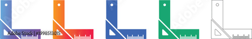 Architectural Square Ruler Vector Icon Set