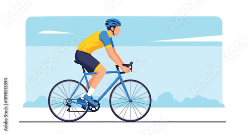 Cycling, bicycle rider, vector illustration, fitness, sports