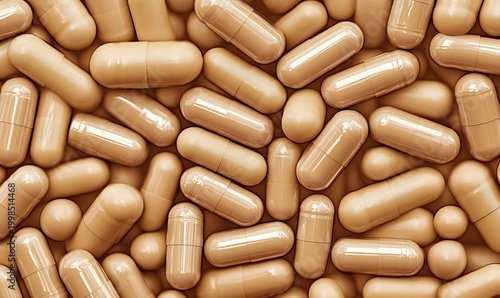 Background of Many Beige Medical Capsules