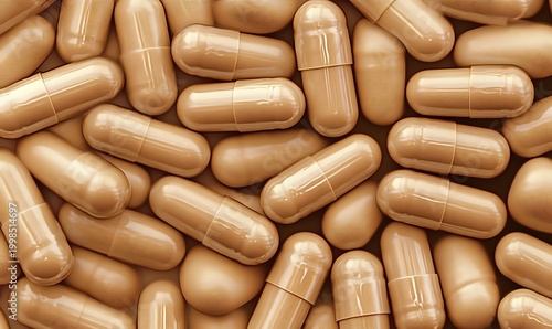 Background of Many Beige Medical Capsules