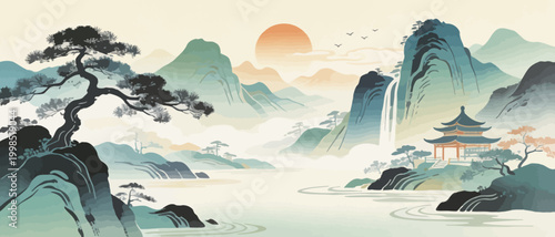 Traditional Asian landscape painting