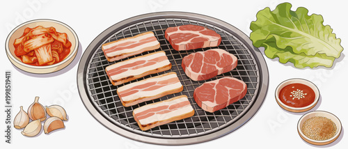 Grilled meat and side dishes on a table